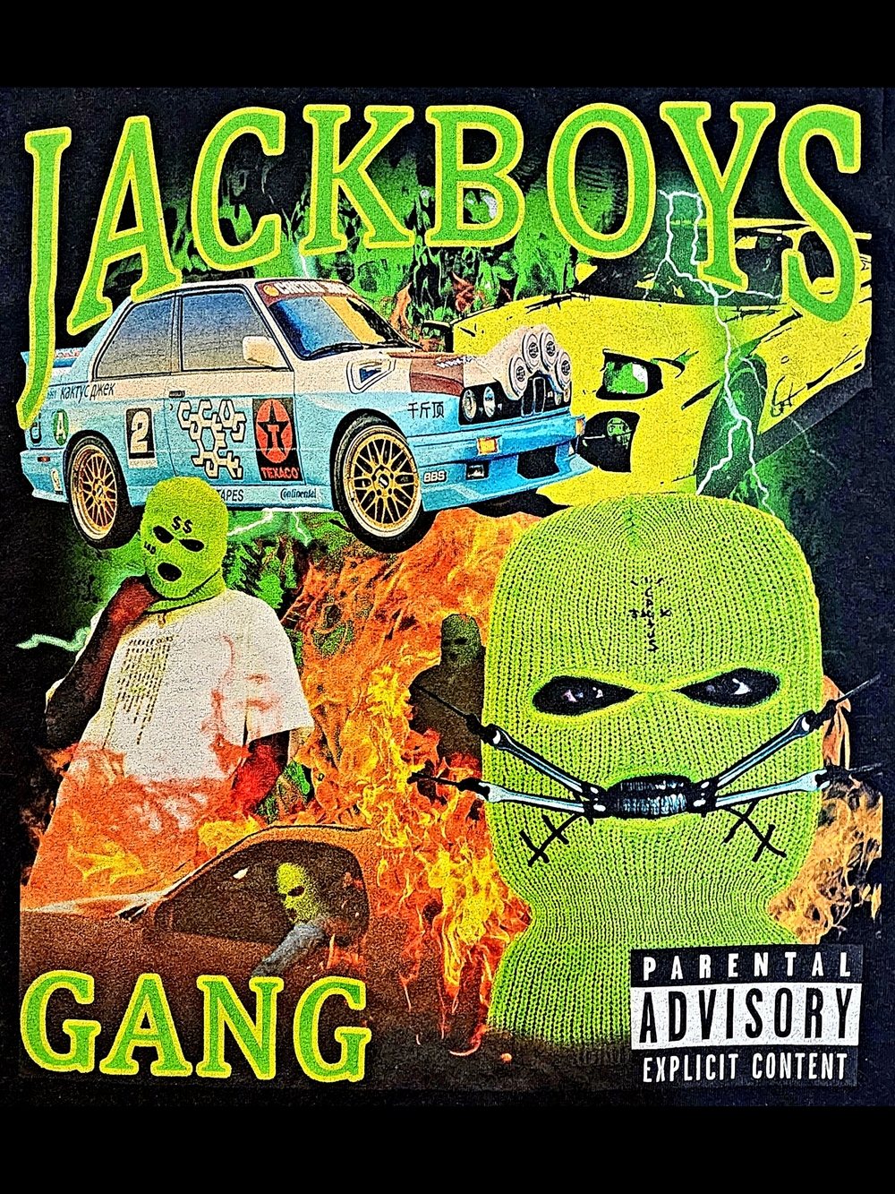 Jackboys Gang Travis Scott Style Graphic Tee Black Gildan Size L